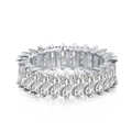 S925 Sterling Silver eternity ring with rectangular cut cubic zirconia stones - US 6 / Platinum White