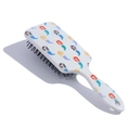 White cartoon mermaid cushioned hair brush with black bristles for children's scalp massage - Full Mermaid Print