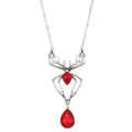 Gothic spider pendant necklace with red gemstones in silver finish for Halloween - Red Spider Necklace