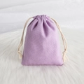 Lavender cotton linen drawstring storage pouch for jewelry on plush background - 7*9cm / Purple