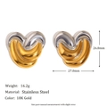 Minimalist 18K gold plated stainless steel intertwined heart stud earrings for women - Two-Tone Intertwined Heart Stud Earrings