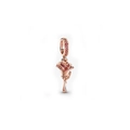 Rose gold flower charm with pink gemstones and intricate petal details for DIY bracelets - Rose Gold Flower Pendant
