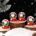 Set of four red Christmas snow globes with Santa figures and star-decorated bases - 201# (lights + Snowflakes) / 45# (cardboard Box Packaging)