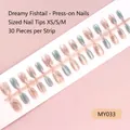 Detail view of Dreamy Fishtail press-on nails in pink and teal gradient, size XS-M - Blue Purple Dreamy Fishtail Style (MY033-T)