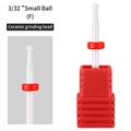Ceramic nail drill bit 3/32 inch small ball fine grit in red storage base stand - HF-21 Small Ball Ceramic Drill Bit (F Fine)