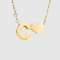 Personalized gold 3D initial C and heart pendant necklace for women stylish gift - Letter C / Gold