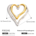 Retro nested heart pendant in gold and silver finish waterproof stainless steel - Two-tone Large Heart Pendant PJ93245