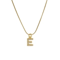 18k gold plated necklace with zircon micro-paved letter E pendant on a thin snake chain - Letter E