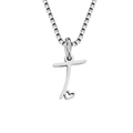 Collier élégant en acier titane argenté avec pendentif T en cœur et chaîne box - Style Lettre T / Couleur Acier