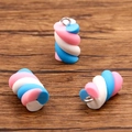Three-color spiral marshmallow resin pendant with metal loop for DIY necklaces - Pink Blue White Spiral