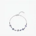 Exquisites S925 Sterlingsilber Armband mit blau-weißen Zirkonia Blumenanhängern - 925er Silber / S925 Sterling Silber (Blau-weiße Verlaufsblume)