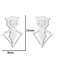Minimalist silver stainless steel ice skater earrings for girls, 11mm petite studs - Gymnastics 5 / Steel