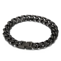 Mens hip hop black titanium steel cuban link bracelet with folding clasp detail - Black Bracelet (KB154586-Z) / 20cm