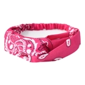 Rose red Paisley print headband for women featuring elastic back and soft moisture-wicking fabric - Rose Red