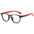 Anti-blauw licht bril voor kinderen met zwart montuur en rode poten in schuine weergave - Zwart Frame Rood Pootje