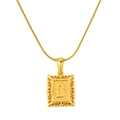 18K gold plated stainless steel snake chain necklace with rectangular letter D pendant - Letter D