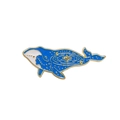 Spilla smaltata a forma di balena blu con motivo galassia e cielo stellato dorato - Balena Blu Cielo Stellato