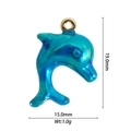 Colgante delfín azul de oro 18K con esmalte y anotaciones de medidas dadas - Delfín Azul Degradado