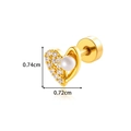 Golden heart stud earring with pavé zircon stones and pearl detail, size 0.74cm - Rhinestone Heart Artificial Pearl (940-2# Gold)
