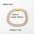 Dettaglio del bracciale tennis placcato oro con lunghezza di 165 mm e larghezza di 5,93 mm - Bracciale Tennis con Zirconi Rettangolari-JDB201083