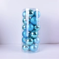 Blue Christmas ball set in a clear cylinder featuring glossy, matte, and glitter finishes - 4cm Cylinder Tube / Lake Blue