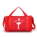 Pink ballet dance bag for girls with lace ruffles, tutu silhouette and a 3D bow - Red (Long Lace Dancer)