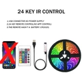 5050 RGB LED strip light set with 24-key IR remote and USB cable, no app control - 1m+24-Key IR / RGB Multicolor