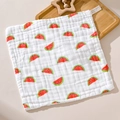 Soft cotton baby washcloth with watermelon print and breathable 6-layer gauze texture - Watermelon