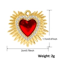 Detail view of heart pendant with ruby stone showing 1.7cm height and 2cm width dimensions - A0040 Radiating Light Heart
