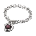 Bracciale argentato con chiusura OT e ciondolo a cuore in cristallo viola elegante - Argento Viola Cuore (KB62111-Z)