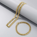 Klassisches Set aus goldener Edelstahl-Panzerkette und Armband mit glänzendem Finish - Armband 20CM / 6mm / Gold