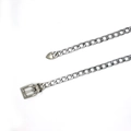 Chic silver cuban chain belt with rectangular pin buckle for jeans and dresses - Silver