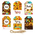 Set of six Thanksgiving gift tags with autumn motifs and natural jute twine hangers - Style 3 / 12 Pcs/Pack