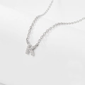 925 Sterling silver necklace with sparkling rhinestone letter K pendant on a fine O-chain - K-Necklace-Silver