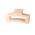 Detailed close-up of a matte beige rectangular hollow hair claw clip with a large size design - #3 Matte Apricot