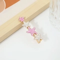 Cute pink and white star hair clip with four resin stars on a metal hair pin base - No. 04 Duckbill Clip (Pink White Star)