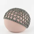 Dark gray handmade crochet wig cap with elastic mesh texture for hair styling - Gray