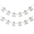 Set of two white ghost garlands for Halloween party decoration featuring cute paper cutouts - Halloween All-White Ghost Banner