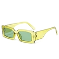 Retro rectangle sunglasses in transparent neon yellow with matching green lenses - Transparent Green Frame Green Lenses
