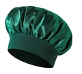 Silky emerald green satin hair bonnet with wide elastic band for night sleeping - 35cm Diameter / Dark Green