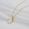 Collana a cuore a farfalla dorata con ciondolo in madreperla a goccia su catena fine - Pendaglio di Conchiglia Regina / Oro