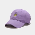 Light purple cotton baseball cap with yellow banana embroidery from a side 45-degree angle - M (56-58cm) / Light Purple