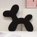 Soft black balloon dog plush pillow in curly teddy fleece fabric on a white sofa - 50*40cm / Black
