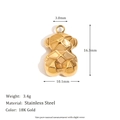 Ciondolo a forma di orso in acciaio inossidabile placcato oro 18K da 16,3mm x 10,1mm - Ciondolo Orso Mech - Oro