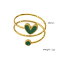 Anello a spirale cuore in smalto verde in acciaio inossidabile placcato oro 14K - Verde
