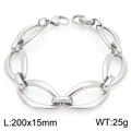 Silver chunky stainless steel link chain bracelet with lobster clasp 200mm length - Silver (KB202879-Z)