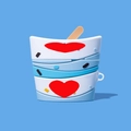 Ice cream cup silicone case for AirPods in blue and white with red heart and wooden spoon - Blue Mcflurry + Hook / AirPods 1/2 Gen
