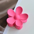Matte hot pink flower hair claw clip for ponytail styling and elegant updos - 7cm / Rose Red
