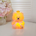Cute yellow crown bear night light with pink plaid ribbon emitting soft warm glow - Nini Bear - Brown - Pink