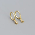 Elegant gold S925 star hoop earrings featuring a sparkling white zircon stone - Gold